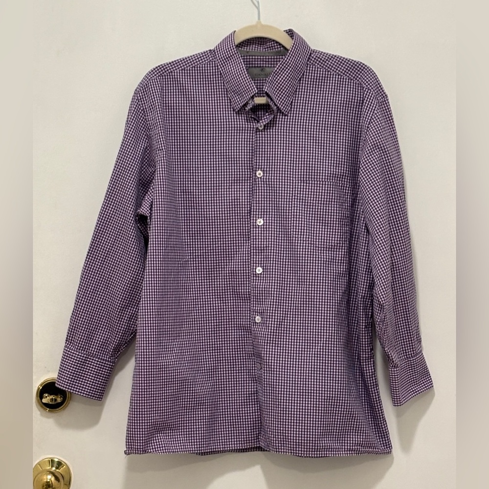 Canali Men's Purple Checkered Shirt.